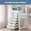 OLIXIS 7 Drawer Mobile File Cabinet Under Desk Storage Organization with Wheels Vertical Filing Chest Rolling Wood Small Desk Printer Stand for Home Office, 15.75″D x 18.74″W x 34.25″H, White