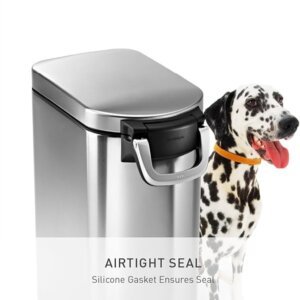 mplehuman 35 Liter, 40 lb / 18.1 kg X-Large Pet Food Storage Container for Dog Food, Cat Food, and Bird Feed, Brushed Stainless Steel