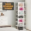 SpaceAid 7 Tier Rotating Shoe Rack Tower, Spinning Shoe Display Lazy Susan, Revolving 360 Shoe Rack Storage Round Carousel, Vertical Handbag Rotate Shoes Closet Organization (7-Tier White)