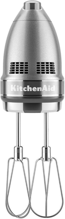 KitchenAid 9-Speed Digital Hand Mixer with Turbo Beater II Accessories and Pro Whisk – Contour Silver