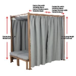 Marlow Pergola with Retractable Curtains and Faux Wood Finish, Grey