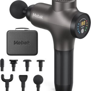 Mebak 3 Massage Gun, Massage Gun Deep Tissue for Athletes, Professional Muscle Percussion Massager, Massager for Shoulder Leg Back Body Pain Relief, Quiet Portable Sport Tool, Gifts for Him