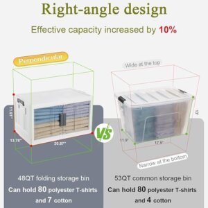 OlarHike 144QT Lockable Storage Bins with Lids – Folding Storage Cabinet with Doors and Wheels, Collapsible Plastic Box for Closets, Office, Stackable Organizer and Containers, Gifts, 3 Pack Cubes