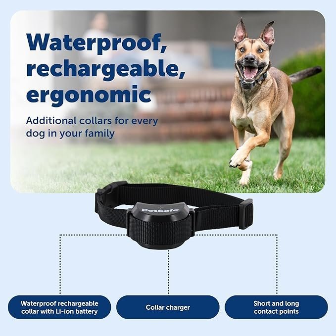 PetSafe Stay & Play Wireless Fence Receive Collar – Rechargeable and Waterproof Receiver Collar with Quick Charge in 2-3 Hours – for Dogs 5lb+