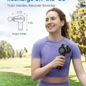 RENPHO Active+ Percussion Massage Gun, Mothers Day Gifts, 5 Adjustable Speeds for Back, Neck, Muscle Recovery – App Controlled Guided Courses, with Carry Case for Professional Athlete, Gym and Travel