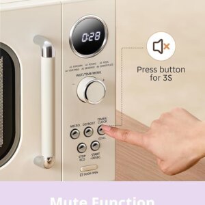 COMFEE’ Retro Microwave Oven, Small Microwave with 6 Auto Menus, 0.9 cu.ft Countertop Compact Microwave with Multi-stage Cooking, Mute Function, LED digital, Apricot/900W, CMO-MMP02AA(AT)