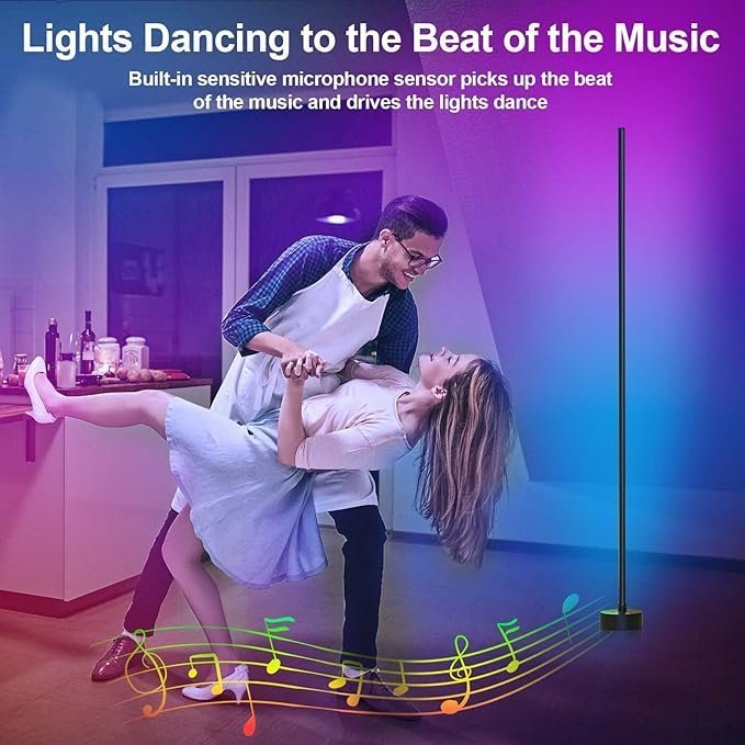 Miortior Corner Floor Lamp, 2 Pack LED Corner Lamp with App/Remote/Button Control, Smart RGB Floor Lamp with 16 Million DIY Colors & 68+ Scene, Music Sync for Living Room, Bedroom, Gaming Room
