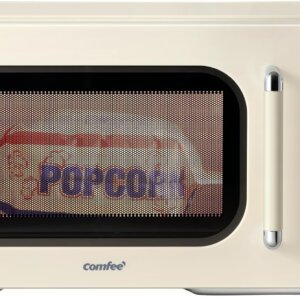 COMFEE’ Retro Microwave Oven, Small Microwave with 6 Auto Menus, 0.9 cu.ft Countertop Compact Microwave with Multi-stage Cooking, Mute Function, LED digital, Apricot/900W, CMO-MMP02AA(AT)