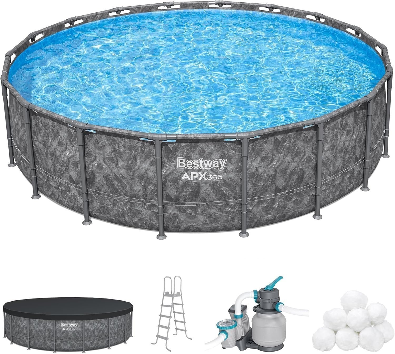 Bestway APX 365 18’x52-Inch Round Above Ground Swimming Pool Set with Pump & Ladder
