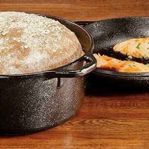 Lodge Cast Iron Double Dutch Oven – Pre-Seasoned 2-in-1 Cast Iron Cookware – Pot & Skillet Combo – Even Heat Retention – Oven-Safe, Versatile Pot – 5 Quart