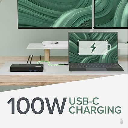 Plugable USB C Triple Display Docking Station | 100W PD, 3x HDMI (1x 4K 30Hz, 2x 1080p 60Hz), 6x USB 5Gbps Ports | Windows, macOS, ChromeOS Compatible – Enhance Productivity with Multi-Monitor Support