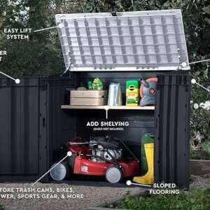Keter Store-It-Out Prime 4.3 x 3.7 ft. Outdoor Resin Storage Shed with Easy Lift Hinges, Perfect for Yard Tools, Pool Floats and Garden Accessories, Black