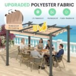 10′ X 12′ Outdoor Pergola With Retractable Canopy, Heavy-Duty Metal Frame And Adjustable Patio Shade Roof