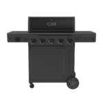 5 Burner Gas Grill Cabinet with Side Burner and 12″ Griddle Black Gray