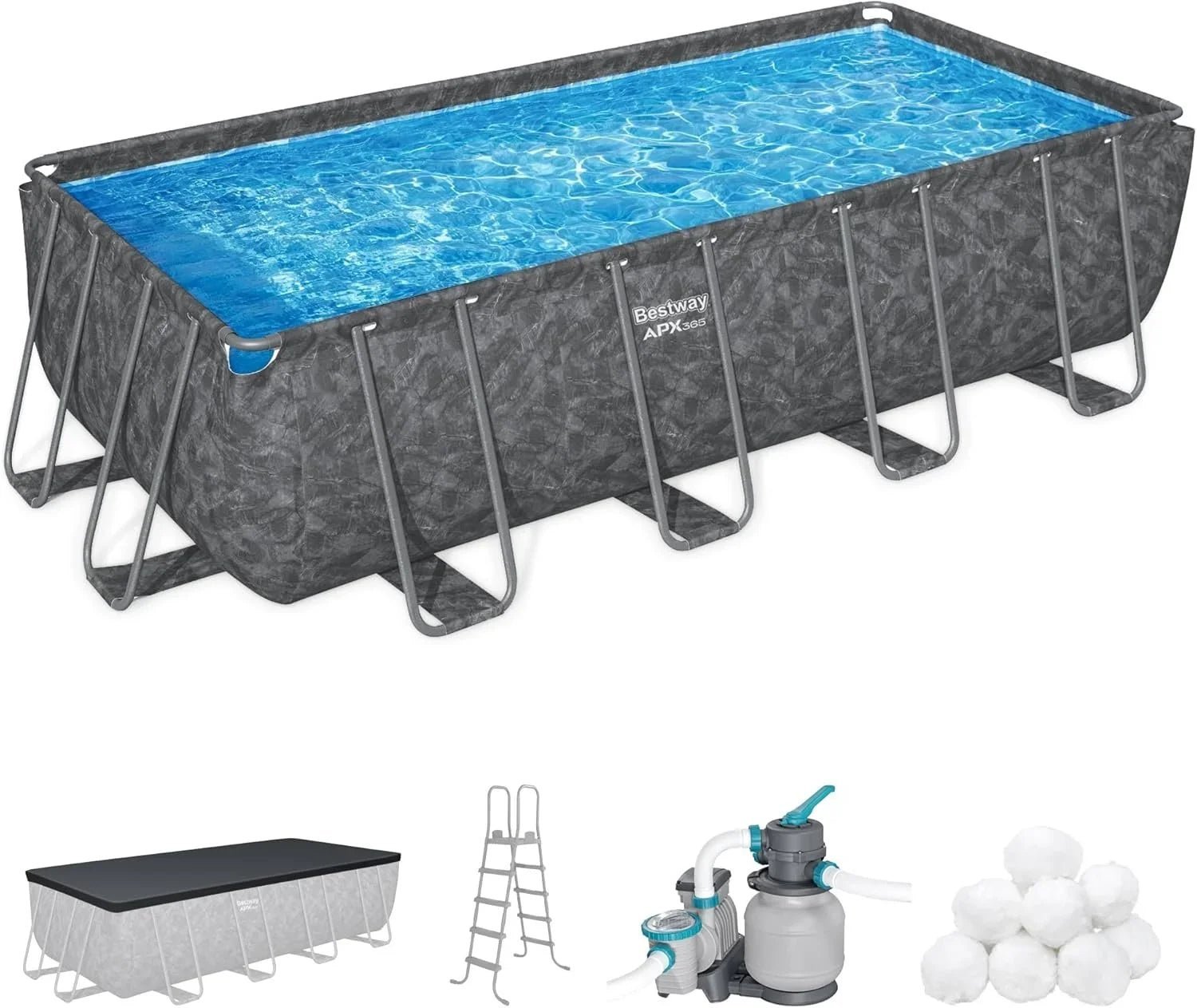 Bestway APX 365 18-Foot x 9-Foot x 52-Inch Rectangular Above Ground Swimming Pools