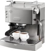 De’Longhi – Espresso Machine with 15 bars of pressure, Milk Frother and removable water tank – Stainless Steel