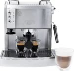 De’Longhi – Espresso Machine with 15 bars of pressure, Milk Frother and removable water tank – Stainless Steel