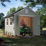 Installed Meridian 8 ft. x 10 ft. Wood Storage Shed with Autumn Brown Shingles