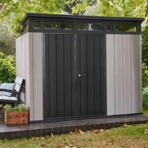 Keter Artisan 9×7 Foot Large Outdoor Shed with Floor with Modern Design for Patio Furniture