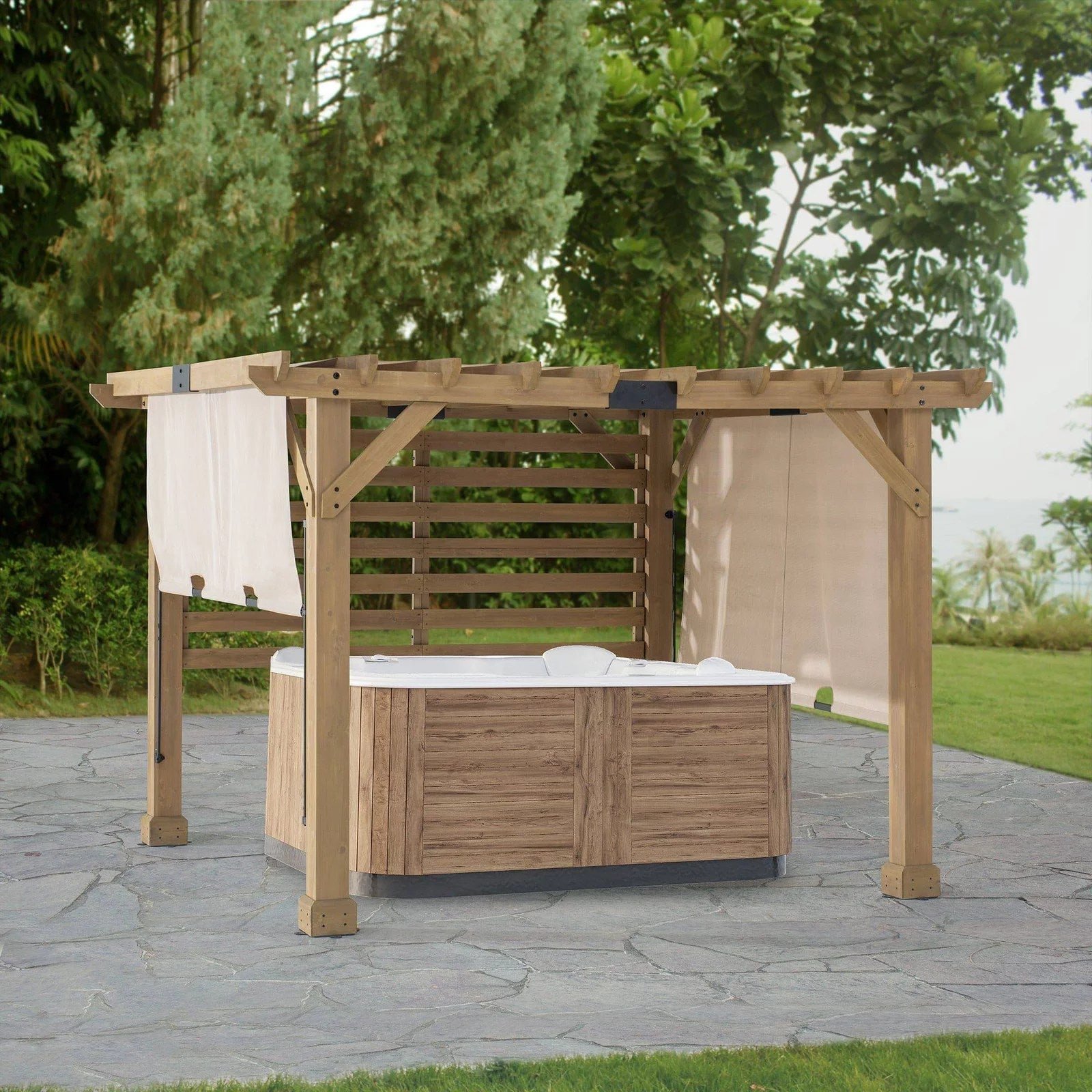 img-2807.jpg SummerCove 11 ft. x 10 ft. Tan Cedar Frame Wood Pergola with Adjustable Canopy