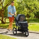 PawHut Small & Medium Dog Stroller, Gray