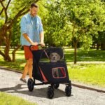 PawHut One-Click Foldable Dog Stroller, Black - Image 2
