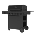 5 Burner Gas Grill Cabinet with Side Burner and 12″ Griddle Black Gray